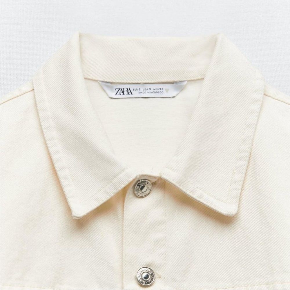 ZARA DENIM TRF SHIMMERY PLAYSUIT Cream size small - Picture 7 of 8